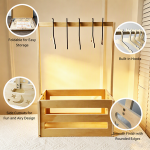Panier de rangement pliable <span class=keywords><strong>en</strong></span> <span class=keywords><strong>bois</strong></span> pour la maison, séchoir à <span class=keywords><strong>linge</strong></span>, boîtes de rangement écologiques grande capacité, organisateur - Offre Spéciale - Product Image 2