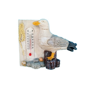 Poliresina Artesanía 3D Imán de nevera de aves marinas con termómetro Recuerdo turístico hecho a mano - Product Image 1
