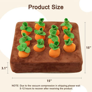 Jouets interactifs pour chiens : Tapis olfactif en forme de carotte, jouet en peluche puzzle 2-en-1 pour le travail du nez et les jeux d'alimentation, avec 12 carottes - Product Image 4