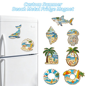 Imanes de nevera personalizados de paisajes marinos, dijes littorales de aleación de zinc con cetáceos y peces de la familia Squaliformes, recuerdos náuticos costeros. - Product Image 5