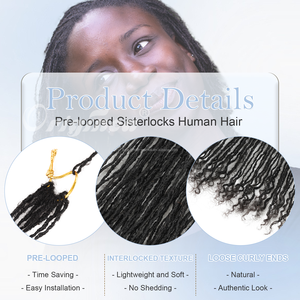 Extensions de dreadlocks Originea Sister Locs en cheveux humains, micro-locss à pointes bouclées, entièrement faites à la main, entrelacées, permanentes et douces - Product Image 4