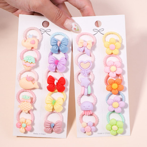 10 teile/satz koreanische Art Cartoon Kinder Bogen elastische Haar Gummibänder für Baby Mädchen Haar gummis Zubehör - Product Image 6