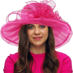 Chapeaux de Derby du Kentucky en organza pour femmes Eugen Zahua, tailles 56-58 cm, pour l'été, la plage, l'église, les mariages, les jeux de rôle, 100 pièces - Product Image 1