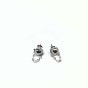 <b>Stud</b> <b>Earrings</b> 316L Stainless Steel PVD Gold Plating Pearl <b>Chain</b> Fashion Jewelry - Product Image 1