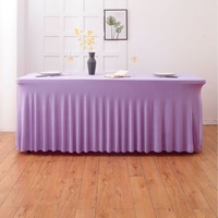 Housse de table extensible noire élégante en polyester de 6 pieds, personnalisée, imperméable et ajustée pour banquets, célébrations et mariages