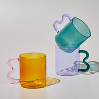 Tasse à eau personnalisée de haute qualité avec poignée, tasses à café en verre à Double paroi, tasses à thé en verre coloré, tasses