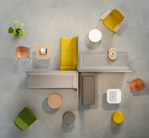 Set di Divani Modulari Moderni in Tessuto per Aree Pubbliche, Sale d'Attesa, Uffici, Biblioteche e Laboratori - Product Image 1