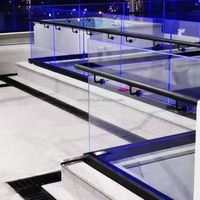 Garde-corps en verre avec lumière LED Verre trempé Clôture en aluminium Garde-corps en verre pour balcon français avec canal en U