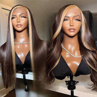 Perruques Lace Front 100% Cheveux Humains, Cuticules Alignées, Super Ondulées, Densité Élevée, Blond Cendré avec Mèches, Pré-épilées, Longues ou Courtes, Transparentes