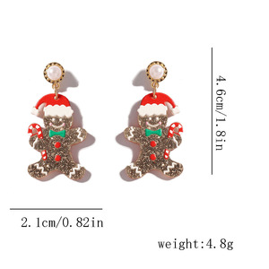 Pendientes de Hombre de Jengibre con Purpurina Navideña y Perlas Colgantes, Accesorios Festivos Modernos para Mujer - Product Image 1