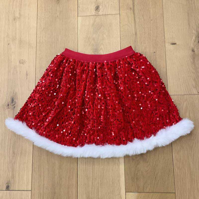 Christmas New Style Kid Skirt X-mas Red Sequin Children Girls Tutu