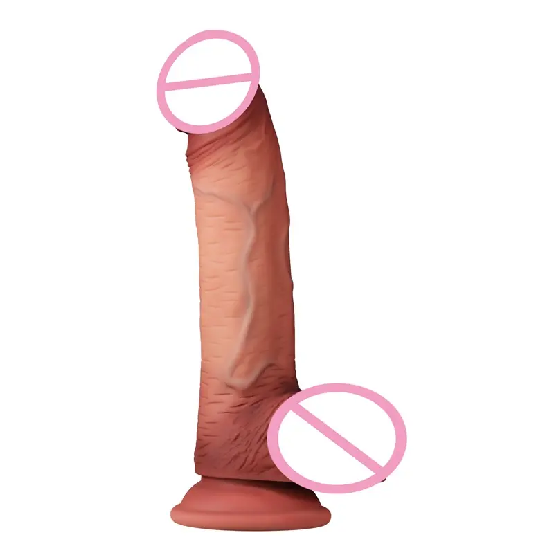 Yüksek kaliteli yetişkin adam şekilli Dildos gerçek cilt seks oyuncak kadınlar için silikon ve sıvı silikon Dildos yapılmış