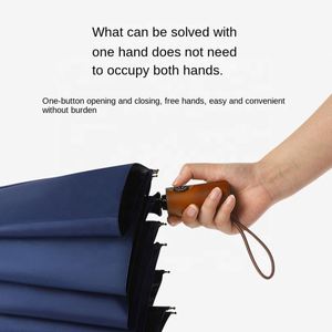 Paraguas Plegable Automático de Tres Secciones para Hombre, Resistente al Viento 10K, con Revestimiento Negro, Mango de Madera, Ideal para Regalo Empresarial o Publicitario, Protección Solar y contra la Lluvia - Product Image 3