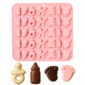 Molde de Silicona para Dulces MUYULINS de Fábrica, 35 Cavidades, Serie Bebé, Forma de Carrito y Oso, Antiadherente, Libre de BPA, Platino, Certificado LFGB - Product Image 3