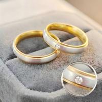 Vente en gros d'anneaux de couple en acier inoxydable plaqué or 18 carats mat, anneaux de mariage et de fiançailles pour amoureux, accessoires de bijoux