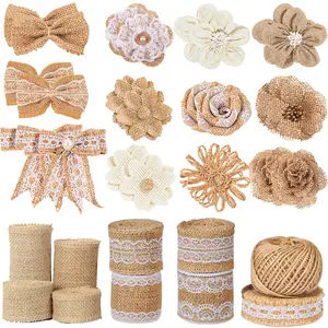 Atacado Jute Ribbon Bow Natal Decorativo Serapilheira Laços para Fitas De Presente e Decorações De Férias