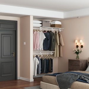 Scaffale in filo metallico con asta per collegamento a armadio, organizer per armadio - Product Image 3