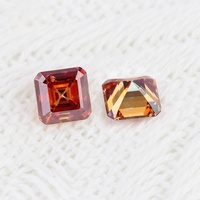 Bague à face carrée chanfreinée sculptée en moissanite rouge grenade créée en laboratoire, certifiée Aschel CAL