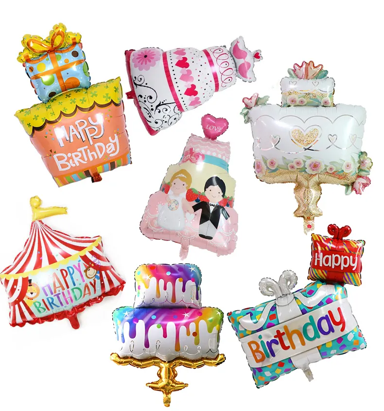 QAKGL Hot selling high quality party decoration gift birthday candle cake helium foil balloon