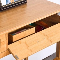 Allenjoy — ensemble de Table de toilette en bois et bambou, style moderne, trousse de maquillage avec miroir rabattable