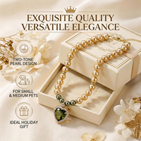 Collier de perles vintage pour animaux de compagnie, collier en pierre précieuse vert olive en forme de cœur pour petits et moyens chiens et chats, bijou de luxe pour animaux de compagnie, cadeau