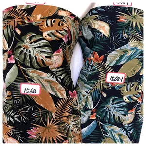 Pemasok Pabrik Desain Hawaii, Hutan Digital Dicetak 100% Viscose 30S Kain Tenun Rayon Stok untuk Pakaian Gaun/