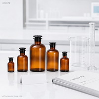 Flacon de Réactif en Verre Ambré avec Bouchon en Verre Meulé 30ml 60ml 100ml 125ml 150ml 200ml 250ml 300ml 500ml Petit Calibre Laboratoire