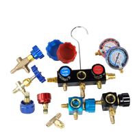 Manomètre de climatisation automobile, manomètre double, corps de vanne, accessoires, interrupteur, bouton, vanne à trois voies, sortie d'échappement