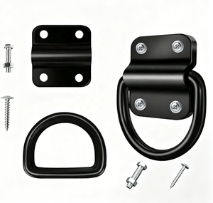 Kit d'ancrage robuste en acier massif avec anneaux en D noirs à 4 trous <span class=keywords><strong>pour</strong></span> <span class=keywords><strong>fixation</strong></span> <span class=keywords><strong>de</strong></span> <span class=keywords><strong>remorque</strong></span>, camion, cargaison et bagages - Product Image 3