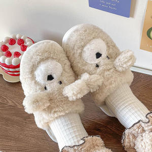 Chaussons d'intérieur Cixi pour femmes <span class=keywords><strong>2022</strong></span>, en coton, avec oreilles de mouton en fourrure douce, nouvelle collection hiver, vente en gros - Product Image 2