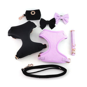 OEM/ODMカスタムソフトコーデュロイ犬用ハーネスパッド入り首輪付きリースセットパーソナライズされたペットアクセサリー - Product Image 6