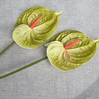 Fleurs artificielles en PU de haute qualité, imprimées en 3D, réalistes, Anthurium Pilea, blanches, mini, pour la décoration de la maison, mariage, photographie en extérieur