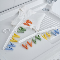 Séchoir à linge portable en plastique à 8 pinces, couleurs arc-en-ciel, pour chaussettes, sous-vêtements, pantalons, jupes