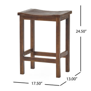 Tabouret de bar pliable en bois d'acacia pour l'extérieur, hauteur comptoir, ensemble de 2 places, ensemble de 2, finition brun acajou - Product Image 6