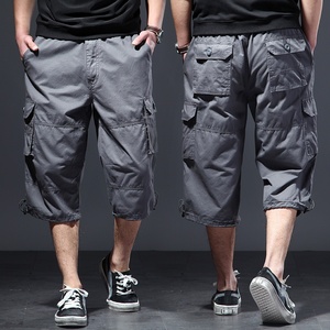 Shorts cargo tactiques décontractés d'été pour hommes, en coton, couleur unie, élastiques, longs, style sportif, fabriqués en usine OEM - Product Image 4