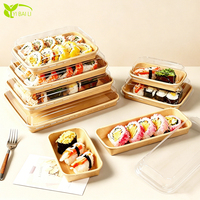 Caja de Embalaje para Sushi, Contenedor de Alimentos de Papel Kraft con Tapa, Caja Bento Desechable para Pasta, Arroz, Fideos, Bocadillos, Pastel, Impresión Personalizada