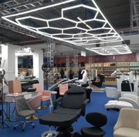Lampu LED Plafon Bengkel Detailing Heksagonal KCX 8FT*16FT untuk Toko Mobil dan Garasi, Lampu Sarang Lebah, Lampu LED Heksagonal