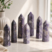 Tour de cristal licorne 16-17cm, pierre de guérison polie violette, décoration d'intérieur, méditation, énergie Reiki, cadeau, collection de minéraux