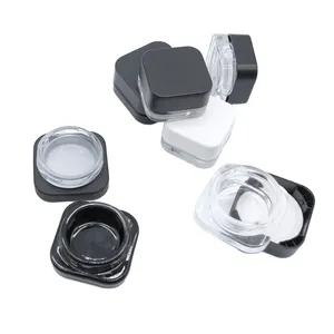 5ml 9ml Thick Black Glass Cube Square Containers Cosmetic Concentrate Jars With White Black Child Resistant Lids For Wax Oil