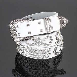 Mais Popular 1.3 "Largura Zinc Alloy PU Fake Leather Rhinestone Cristal Diamonds Cintos para Crianças - Product Image 3