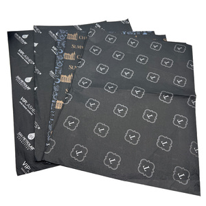<span class=keywords><strong>Papel</strong></span> de Seda Negro de Lujo para Envolver Regalos, con Impresión de Logotipo de Marca en Dorado, para Ropa - Product Image 1