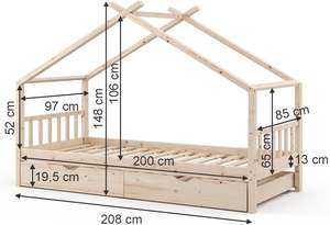 Letto a Piattaforma Moderno Contemporaneo in Legno di Pino Massiccio <span class=keywords><strong>160x200</strong></span> cm, Struttura Letto Matrimoniale in Legno Naturale per Uso Domestico con Letto Extra - Product Image 2