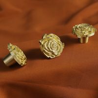 Bouton en laiton massif Rose à trou unique, poignée de porte de tiroir d'armoire de cuisine, boutons en laiton Rose