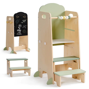 Torre de Aprendizaje de Madera con <span class=keywords><strong>Pizarra</strong></span> para Niños, Taburete de Cocina para Niños, Torre de Apoyo para Niños y Niñas - Product Image 1