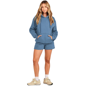 Sweat à capuche zippé en velours pour femme <span class=keywords><strong>MGOO</strong></span>, sweat à capuche court en velours uni personnalisé, sweat à capuche oversize en polyester - Product Image 3