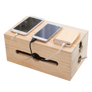 Cable Management Box Wooden Cord Organizer Box