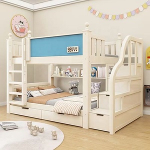 Cama <span class=keywords><strong>Litera</strong></span> Infantil de Madera Maciza Moderna, Duradera, Cómoda y Ecológica, <span class=keywords><strong>Litera</strong></span> Doble Multifuncional para Dormitorio - Product Image 1