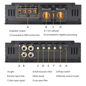 Amplificateur de voiture <span class=keywords><strong>mono</strong></span> 2000W classe AB style coréen avec logo lumineux, dissipateur thermique et filtre de croisement OEM ODM – Vente en gros - Product Image 4