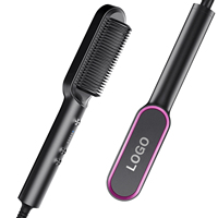 Brosse à cheveux ionique 2 en 1, outil de coiffure pour cheveux, lisseur de barbe, volume, peigne, livraison directe