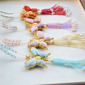 Collar de borlas con diseño de mariposa de brocado, estilo chino tradicional, accesorio para fiesta Cheongsam - Product Image 4